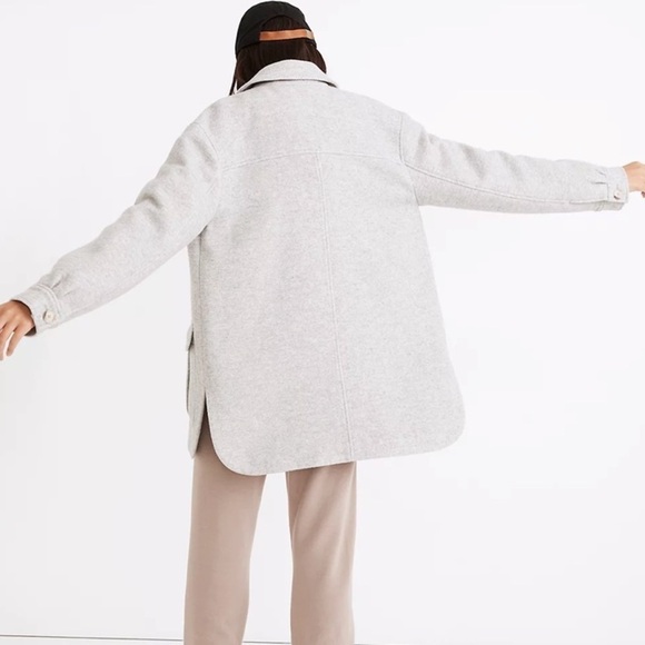 NWT Madewell Belrose Wool Blend Shirt Jacket Shacket In Light Grey - Picture 3 of 10